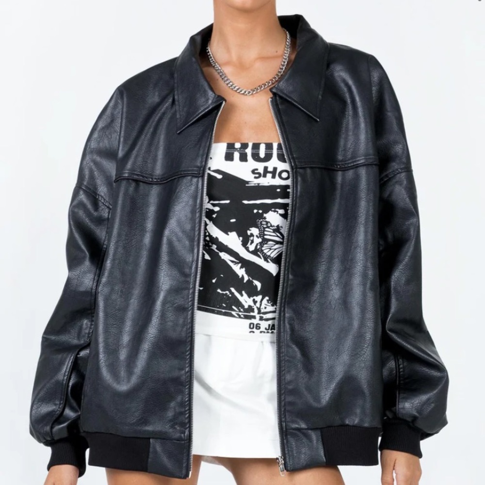 Princess Polly Black Leather Jacket